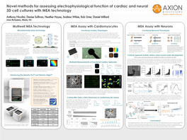 Novel Methods for Assessing Electrophysiological Function of Cardiac and Neural 3D Cell Cultures with MEA Technology
