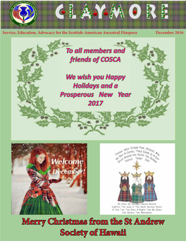 To All Members and Friends of COSCA We Wish You Happy Holidays and a Prosperous New Year 2017