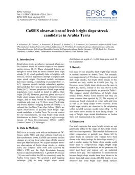 Cassis Observations of Fresh Bright Slope Streak Candidates in Arabia Terra