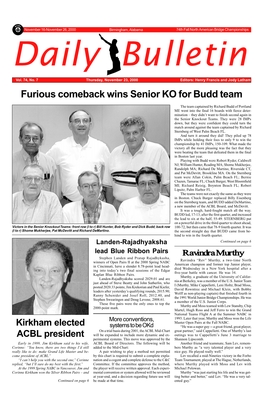 Furious Comeback Wins Senior KO for Budd Team