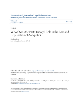 Turkeyâ•Žs Role in the Loss and Repatriation of Antiquities