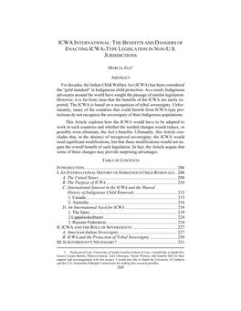 The Benefits and Dangers of Enacting Icwa-Type Legislation in Non-U.S. Jurisdictions