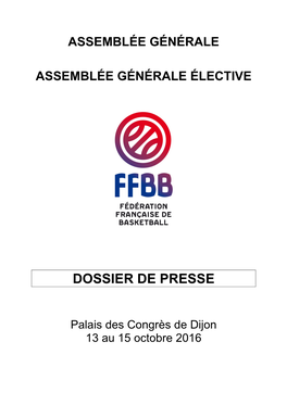 Dossier De Presse Assemblée Générale Élective De La FFBB