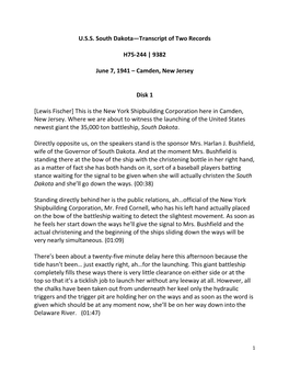 USS South Dakota—Transcript of Two Records H75-244