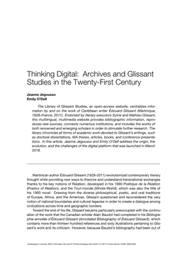 Thinking Digital: Archives and Glissant Studies in the Twenty-First Century