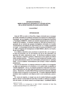 ESTUDIO DE Puriscal 1. BASES Fllosoficas, DESARROLLO Y ESTADO ACTUAL DE LA INVESTIGACION APLICADA EN NUTRICION