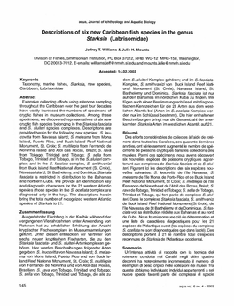 Descriptions of Six New Caribbean Fish Species in the Genus Starksia (Labrisomidae)