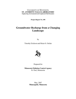 Groundwater Recharge from a Changing Landscape