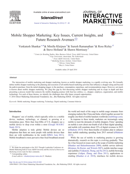 Mobile Shopper Marketing: Key Issues, Current Insights, and Future