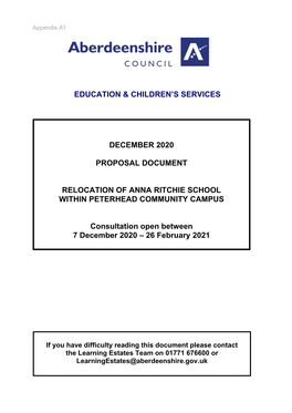 Relocation of Anna Ritchie School Proposal Document