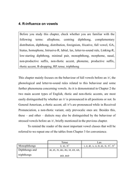 4. R-Influence on Vowels