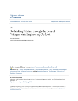 Rethinking Fideism Through the Lens of Wittgenstein's Engineering Outlook