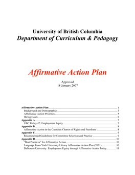 Affirmative Action Plan