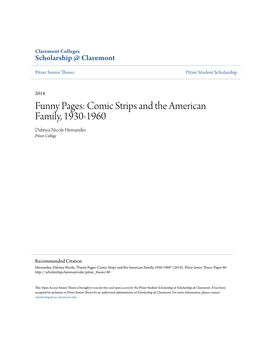 Comic Strips and the American Family, 1930-1960 Dahnya Nicole Hernandez Pitzer College