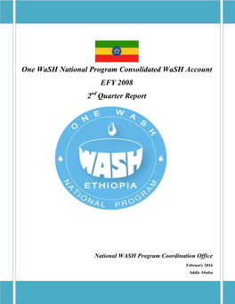 One Wash National Program Consolidated Wash Account EFY 2008 2Nd Quarter Report