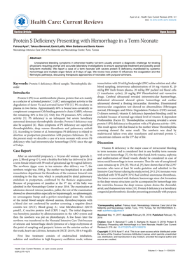 Protein S Deficiency Presenting with Hemorrhage in a Term Neonate