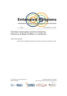 Christian Saṃnyāsis and the Enduring Influence of Bede Griffiths in California