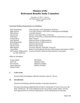 Minutes of the Retirement Benefits Study Committee