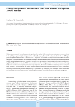 Ecology and Potential Distribution of the Cretan Endemic Tree Species Zelkova Abelicea