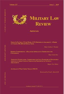 Military Law Review, Volume 227, Issue 3, 2019