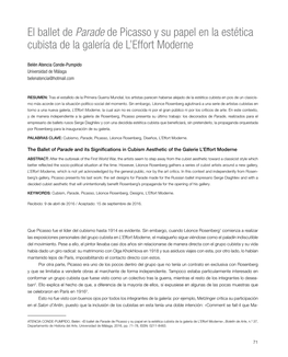 El Ballet De Parade De Picasso Y Su Papel En La Estética Cubista De La Galería De L’Effort Moderne