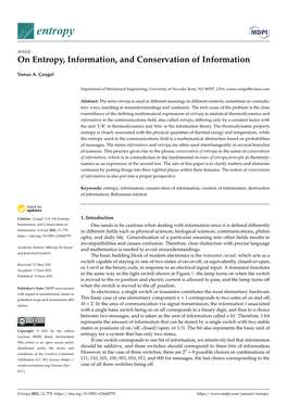 On Entropy, Information, and Conservation of Information