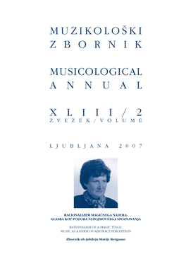 Muzikološki Zbornik Musicological Annual Xliii