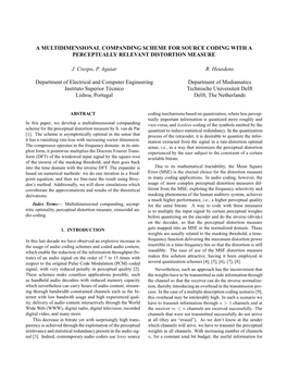 A Multidimensional Companding Scheme for Source Coding Witha Perceptually Relevant Distortion Measure