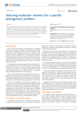 Selecting Molecular Markers for a Specific Phylogenetic Problem