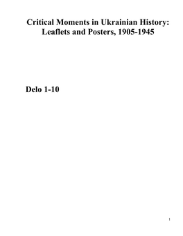 Leaflets and Posters, 1905-1945 Delo 1-10