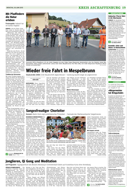 Wieder Freie Fahrt in Mespelbrunn Weitere Termine Sind Am 15., 18., 22., 25
