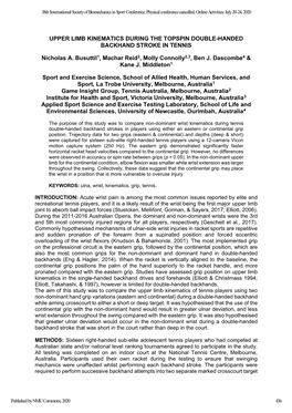 Upper Limb Kinematics During the Topspin Double-Handed Backhand Stroke in Tennis