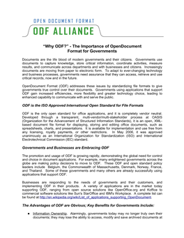 Why ODF?” - the Importance of Opendocument Format for Governments