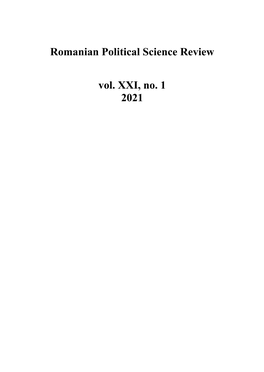 Romanian Political Science Review Vol. XXI, No. 1 2021