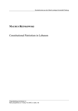 Constitutional Patriotism in Lebanon
