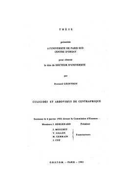 Culicidés Et Arbovirus De Centrafrique