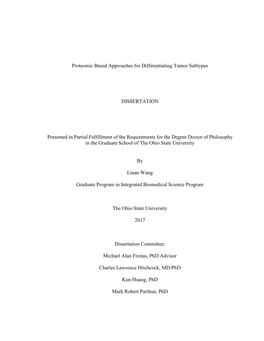 Proteomic Based Approaches for Differentiating Tumor Subtypes