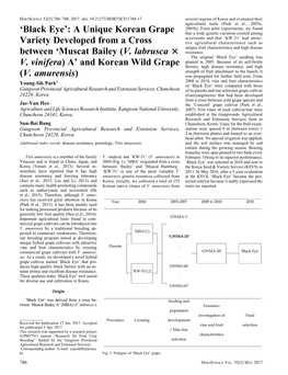 'Muscat Bailey (V. Labrusca 3 V. Vinifera) A' and Korean Wild Grape