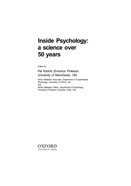 Inside Psychology: a Science Over 50 Years