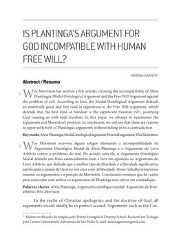 Is Plantinga's Argument for God Incompatible with Human Free Will?