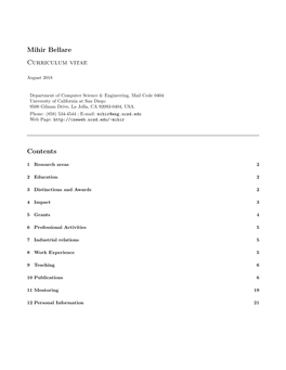 Mihir Bellare Curriculum Vitae Contents