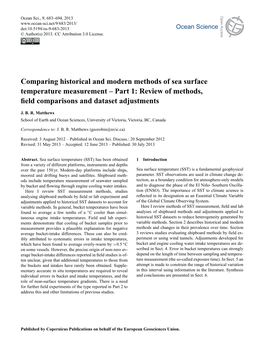 Comparing Historical and Modern Methods of Sea Surface Temperature