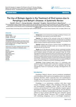 The Use of Biologic Agents in the Treatment of Oral Lesions Due to Pemphigus and Behçet's Disease: a Systematic Review