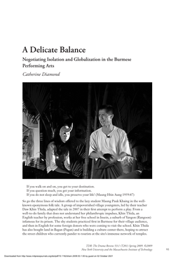A Delicate Balance Negotiating Isolation and Globalization in the Burmese Performing Arts Catherine Diamond