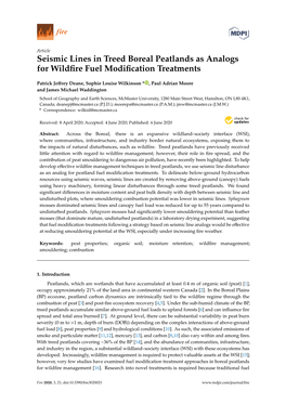 Seismic Lines in Treed Boreal Peatlands As Analogs for Wildfire