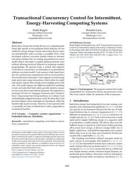 Transactional Concurrency Control for Intermittent, Energy-Harvesting Computing Systems