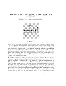 A Combinatorial Game Theoretic Analysis of Chess Endgames