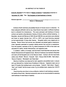 An Abstract of the Thesis Of