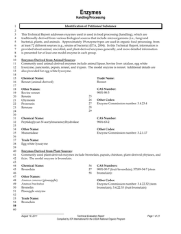 Enzymes Handling/Processing