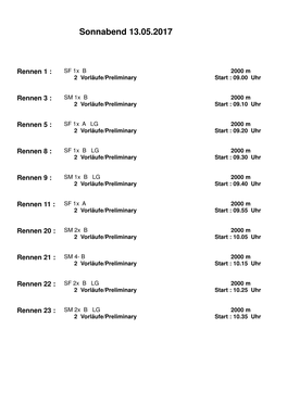 Sonnabend 13.05.2017